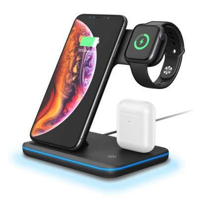 greatmiles phone earphone fast stand 3 in 1 15w wireless charger station charging dock